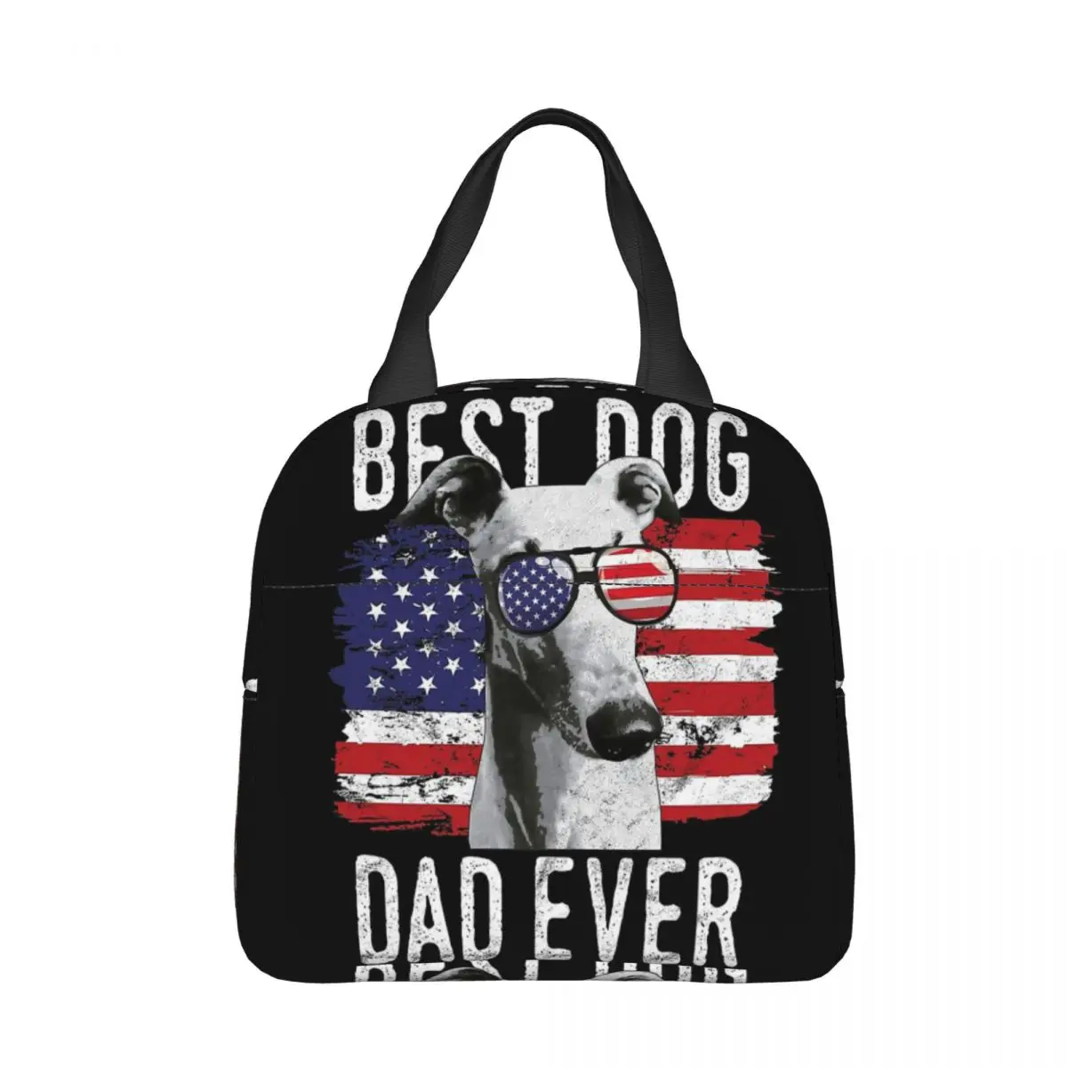 

American Flag Best Dog Dad USA Lunch Bag Box Geryhound Greyhounds Dog Children Aluminum Bag Foil Portable Lunchbox