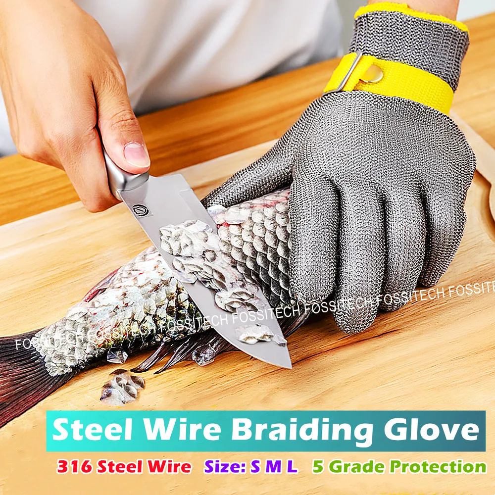 

Steel Wire Braiding Cut-Resistant Glove Stainless Steel Wire Knitting Protective Glove Cut Fish Meat Catch Crab Punch Metal Use