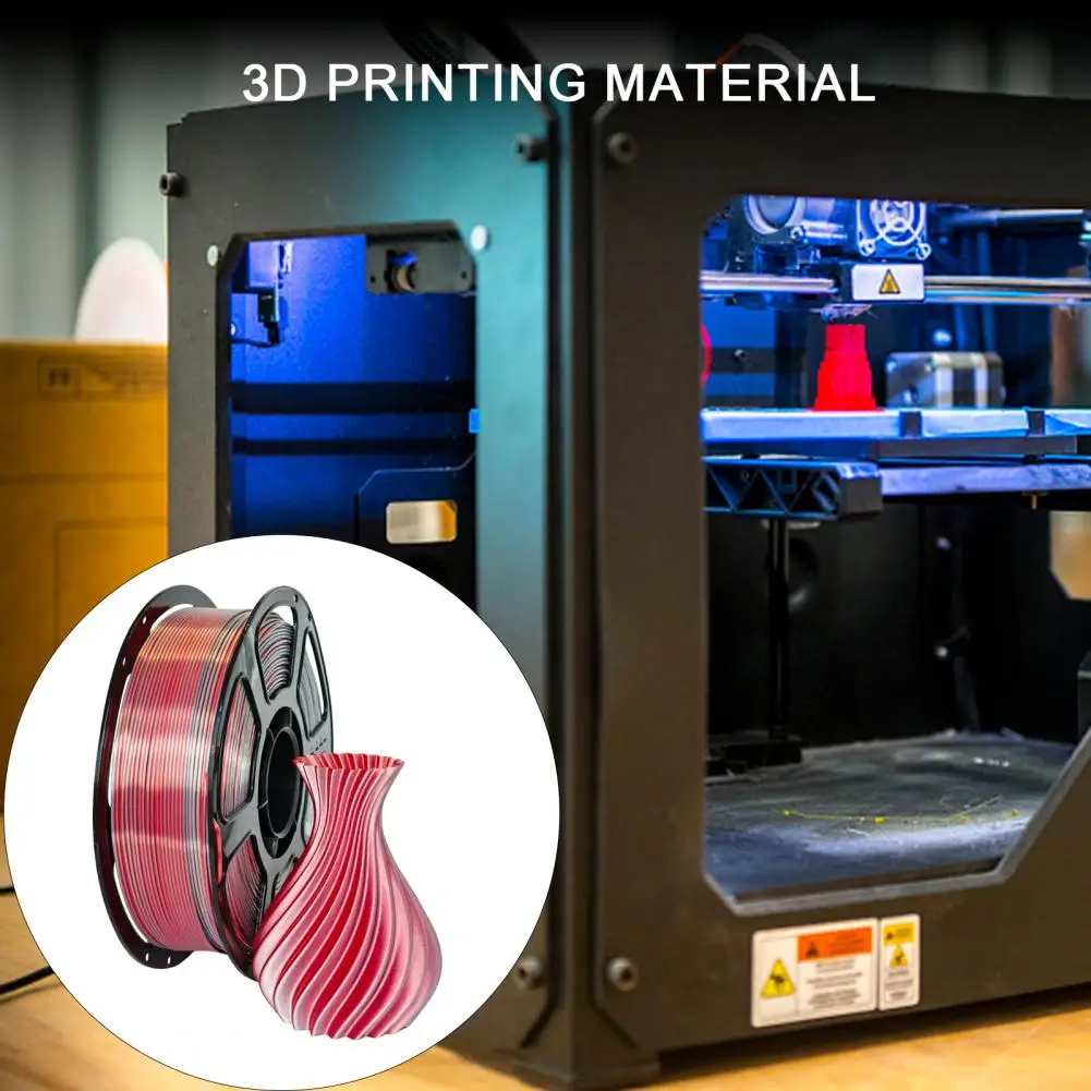Фото Филамент PLA для 3D-принтера 1,75 мм, красно-серебристый двухцветный шелковый филамент, материал для 3D-печати №2