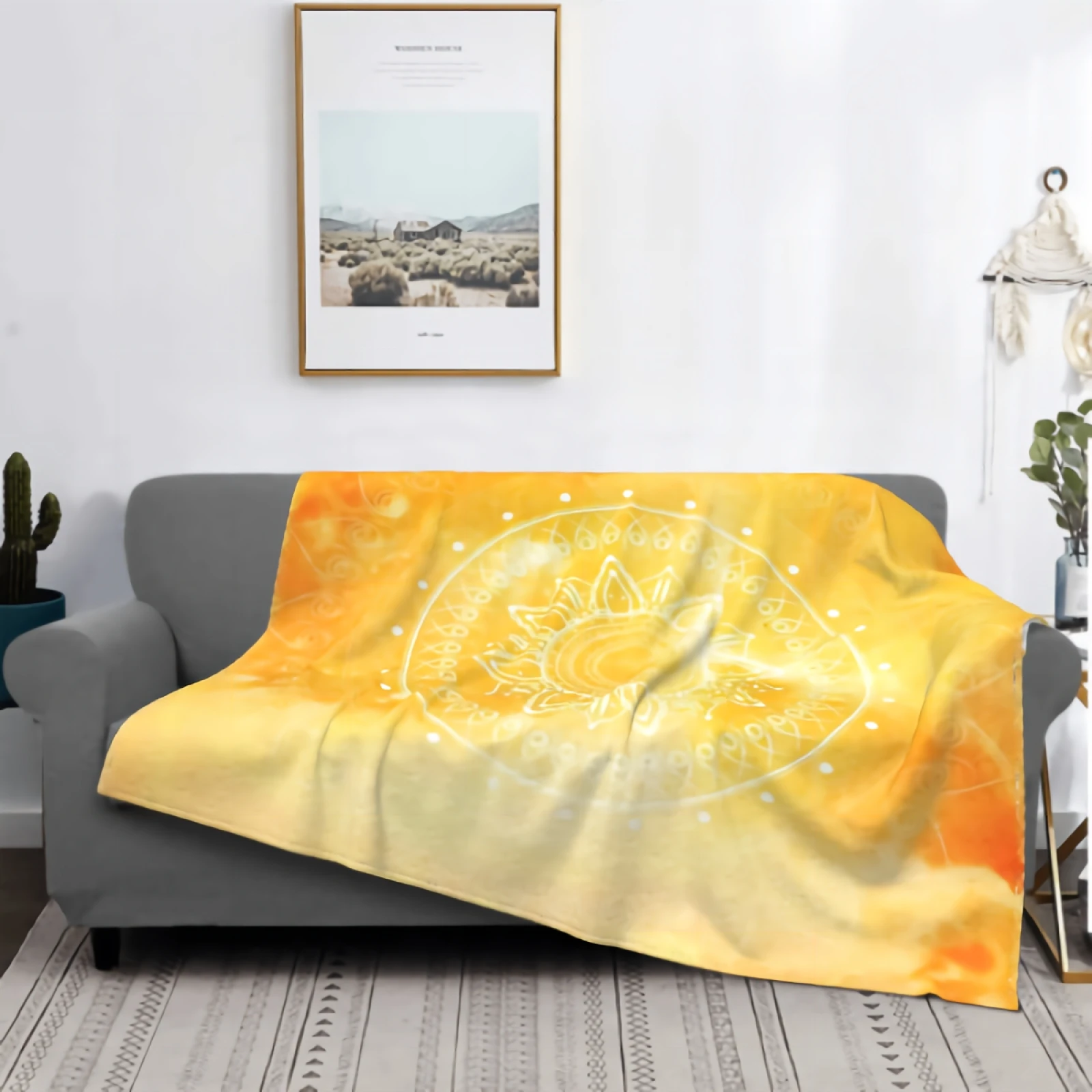 

Abstract Stylish Watercolor Mandala Blanket for Couch Bed Super Soft Cozy Plush Microfiber Fluffy Blanket Lightweight Warm Throw