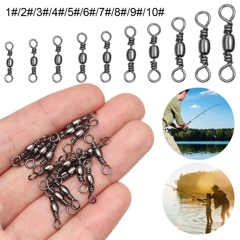 

50 Pieces Of Barrel-shaped Rotary Joint Fishing Solid Ring Joint Hook Fishing Tackle 8-shaped Rotary Joint Fishing Accessories