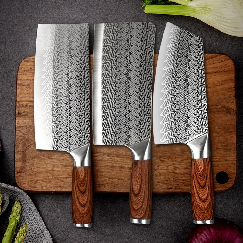 

Damascus Stainless Steel Kitchen Chef Knife Set Professional Chinese Meat Fish Slicing Vegetables Cutter Butcher Cleaver Knives