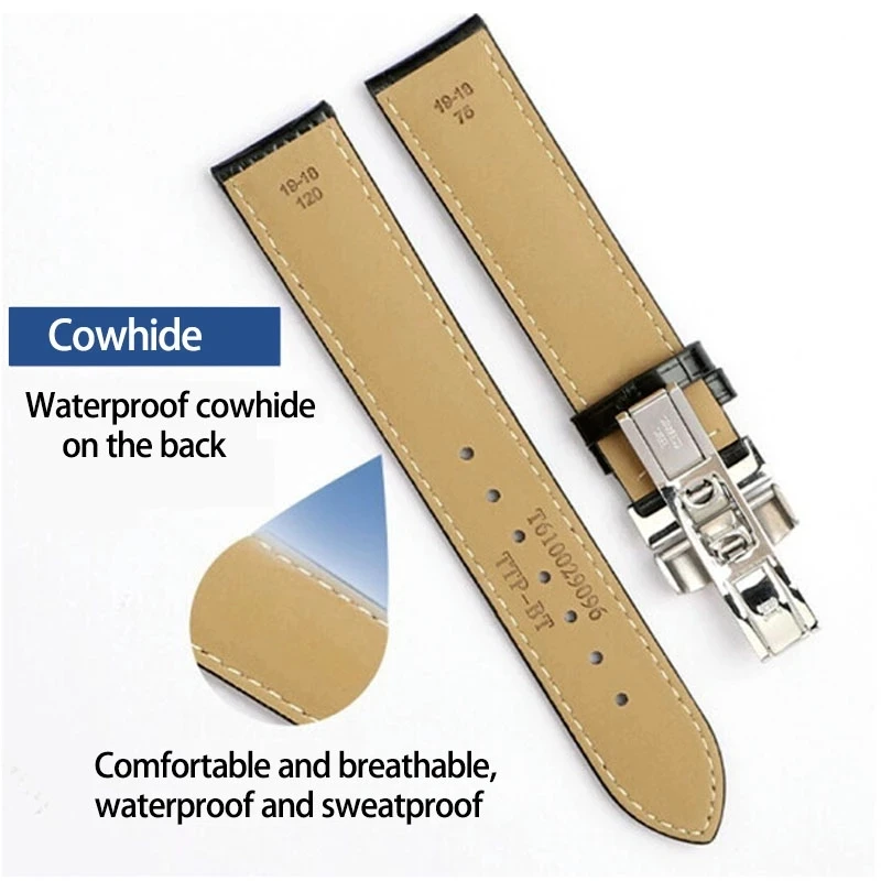 19mm 20mm 21mm 22mm Genuine Leather Watch Band for Tissot T035 Lilock T063 T41 Curved End Handmade Watch Strap Butterfly Buckle