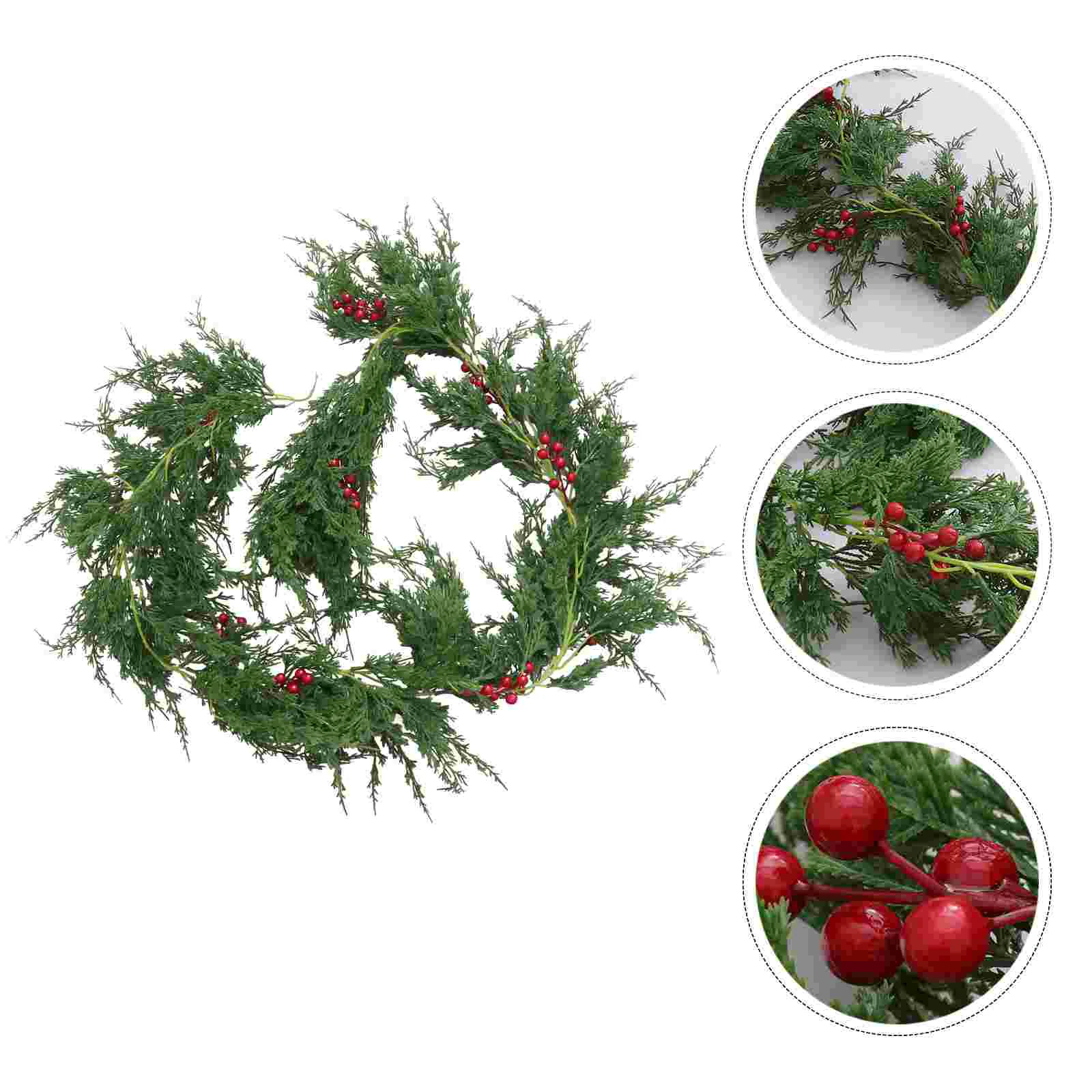 

Garland Christmas Artificial Berry Rattan Holiday Berries Red Stairs Fireplace Holly Tree Frosted Greenery Flowers Home decor