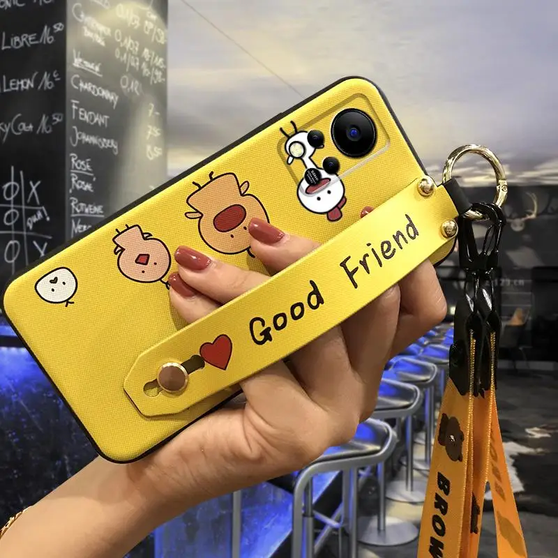 cartoon new phone case for infinix hot 11s nfcx6812b new arrival original back cover soft lanyard free global shipping