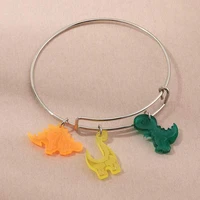 funny cartoon dinosaur pendant bracelet for women girls trendy simple metal bracelet femme charm bangle female jewelry gifts