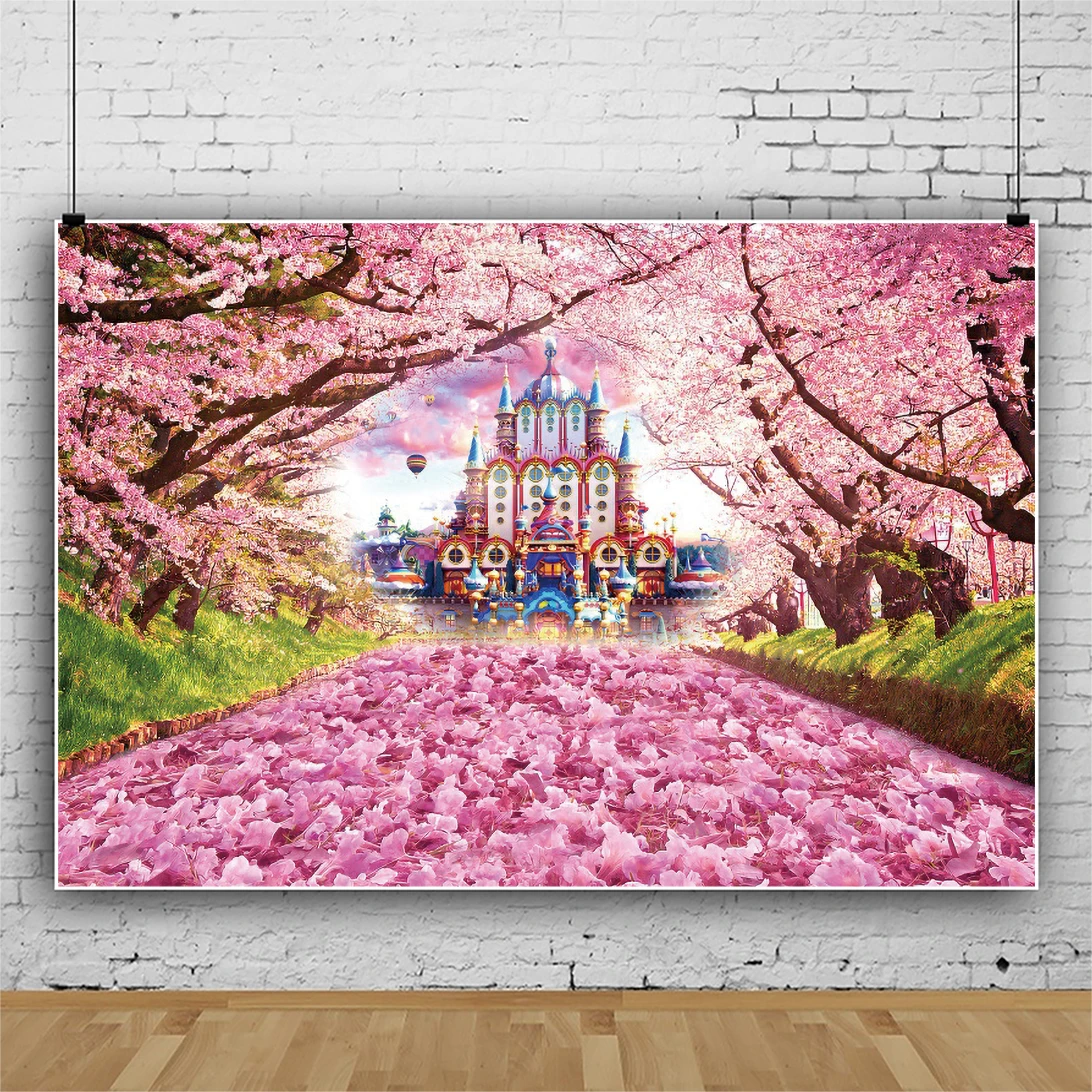 

Фон для фотосъемки с изображением весеннего замка и морского леса