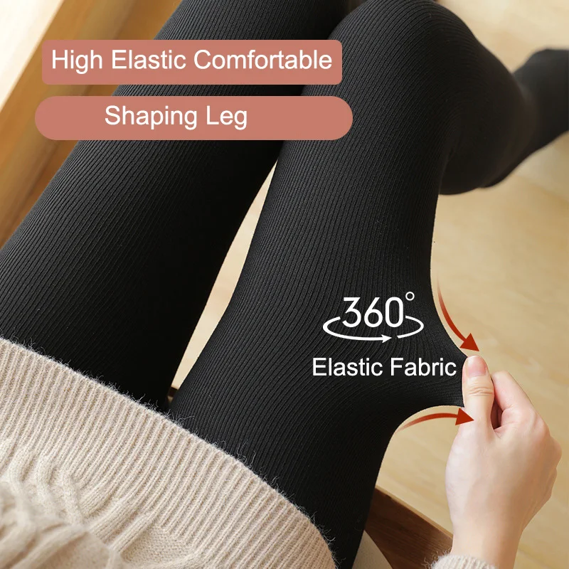 Winter Warm Pantyhose Women High Waist Shaping Slim Fleece Female Tights Velvet Thick Elastic Black Leggings Socks For Women