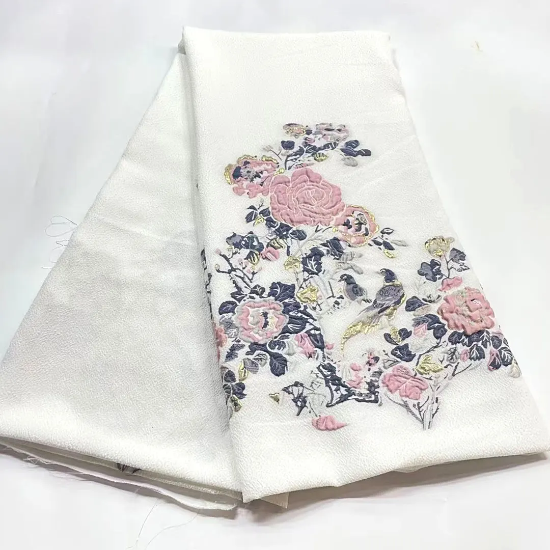 

Latest White Brocade Jacquard Lace Fabric French Tulle Lace Fabric 2022 High Quality African Nigeria Lace Fabric For Dress J5294