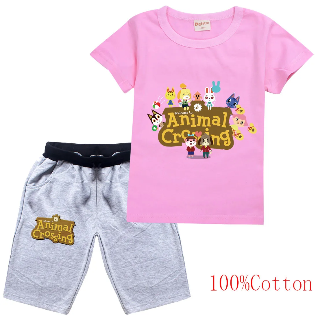 

Disney Animal Crossing Summer Boys Clothing Cotton Children's Clothing T-Shirt + Pants Set Set Toddler Girls Clothing Set