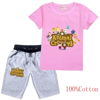 disney animal crossing summer boys clothing cotton childrens clothing t shirt pants set set toddler girls clothing set