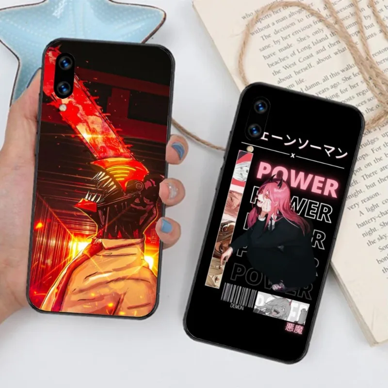 

Anime Chainsaw Man Phone Case for Huawei Mate 40 30 20 10 Pro Lite Nova 9 8 5T Y7p Y7 Black Soft Phone Cover Funda