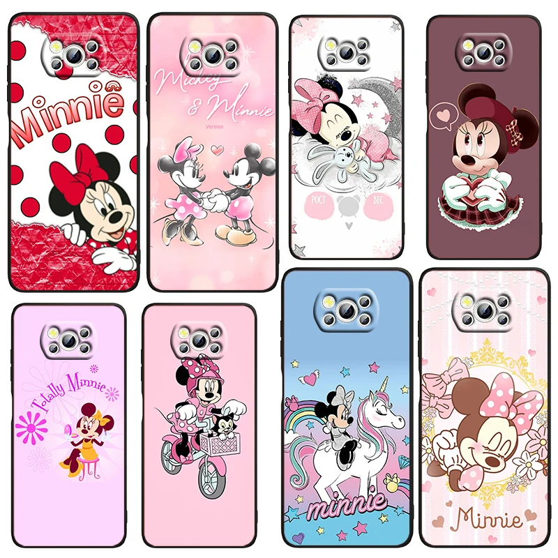 

Disney LOve Minnie Mouse Phone Case For Xiaomi Civi Mi Poco X4 X3 NFC F4 F3 GT M4 M3 M2 X2 F2 Pro C3 4G 5G Black TPU Fundas