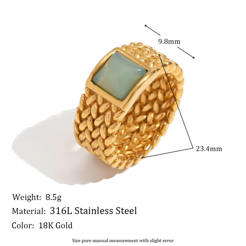 Модное кольцо из нержавеющей стали с покрытием 18K металлического плетения