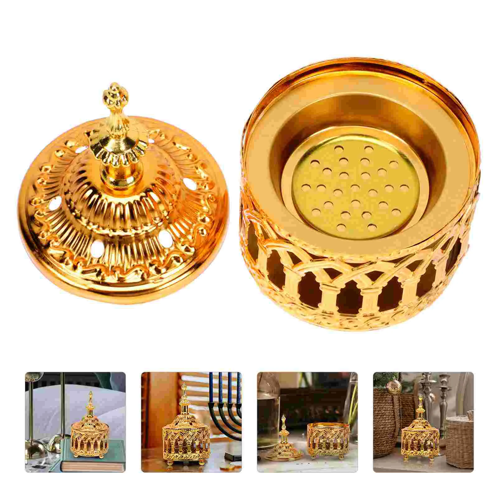

Arabian Censer Decor Burner Ornament Home Holder Cone Vintage Adornment Metal Burning Office Retro