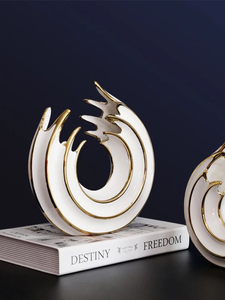 

Роскошная керамическая статуя морской волны в скандинавском стиле креативная абстрактная круглая скульптура для спальни офисного стола г...