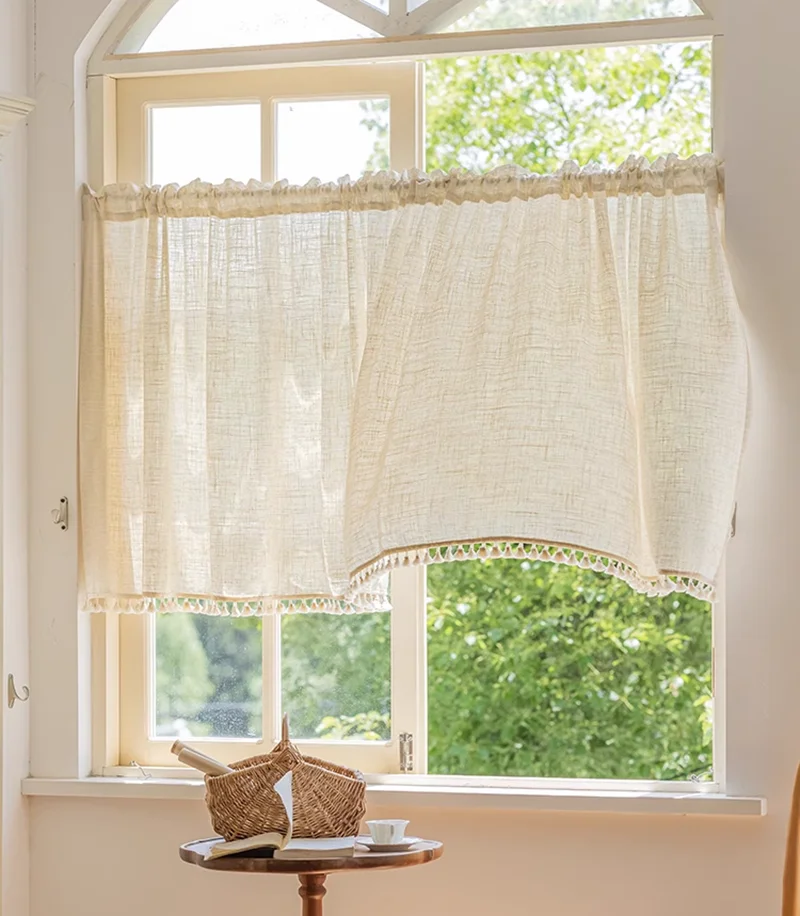 Ретро кофейная занавеска хлопково-льняная кухонная полузанавеска дверная