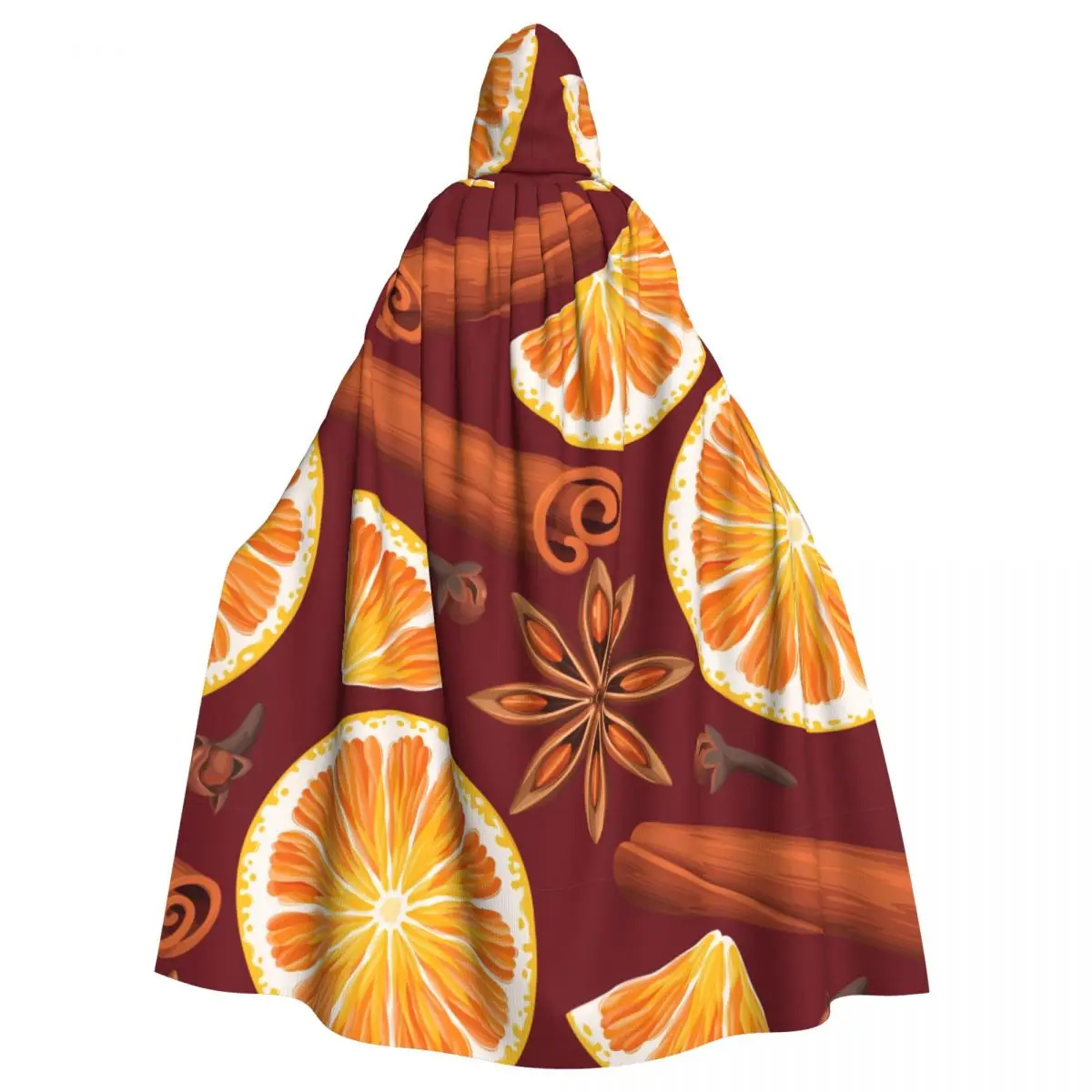 

Unisex Adult Orange And Spices Fruit Pattern Cloak with Hood Long Witch Costume Cosplay