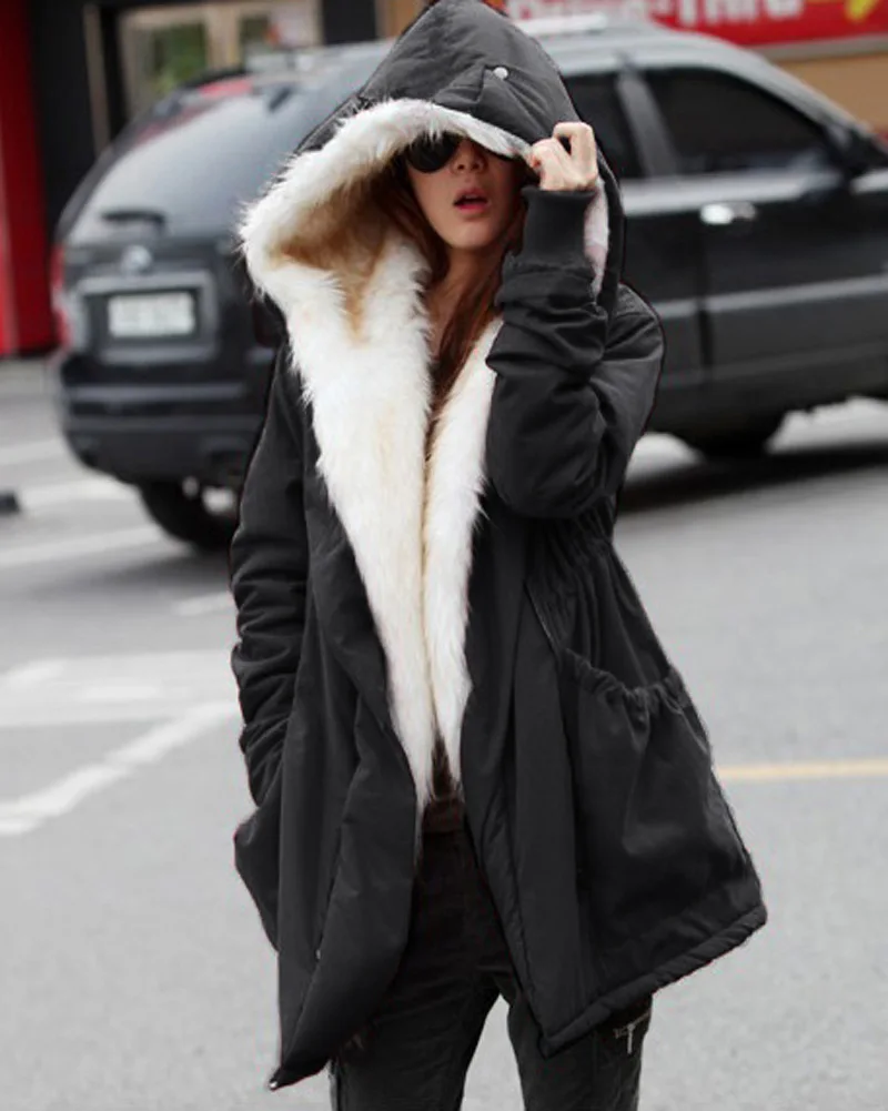 

Модное повседневное популярное утепленное хлопковое пальто 2023 в Корейском стиле с капюшоном, зимняя Свободная куртка средней длины, пальто на молнии