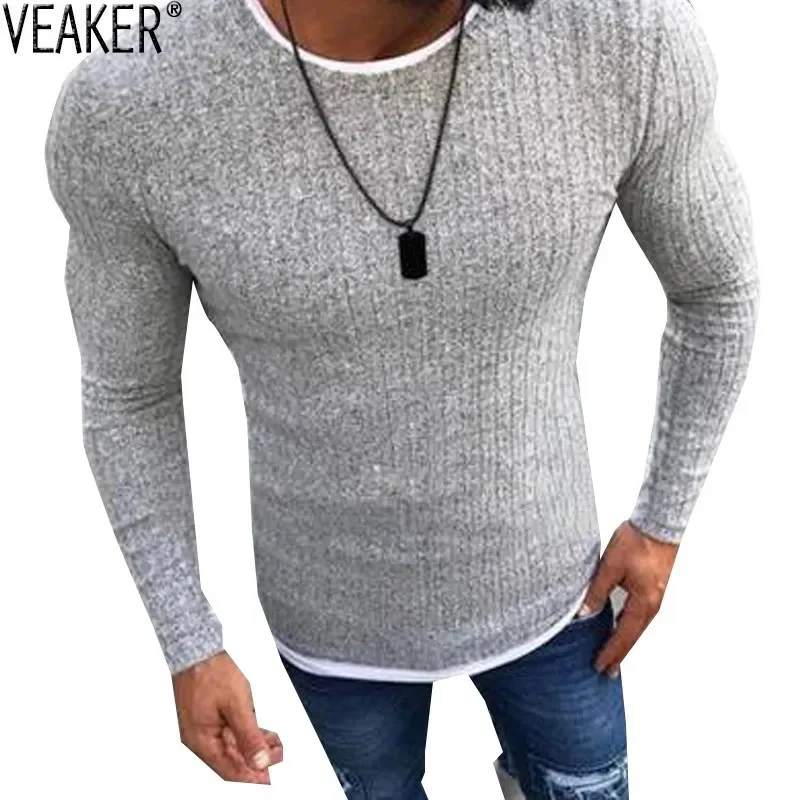 

2023 Men's Autumn Sexy Skinny Sweater Sid Knitted over thin sweaters O-Neck Slim Fit Sweater overs Plus Size S-5XL