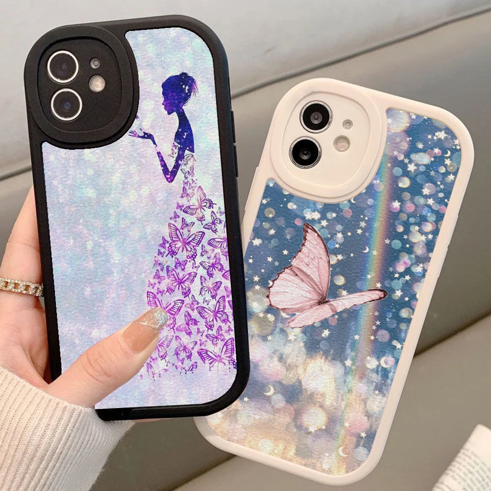 

For Iphone Glitter Sequin Butterfly Reindeer Phone Case For Iphone 13 12 11 14 Pro MAX MiNi 7 8 14 Plus XS XR 13pro Covers
