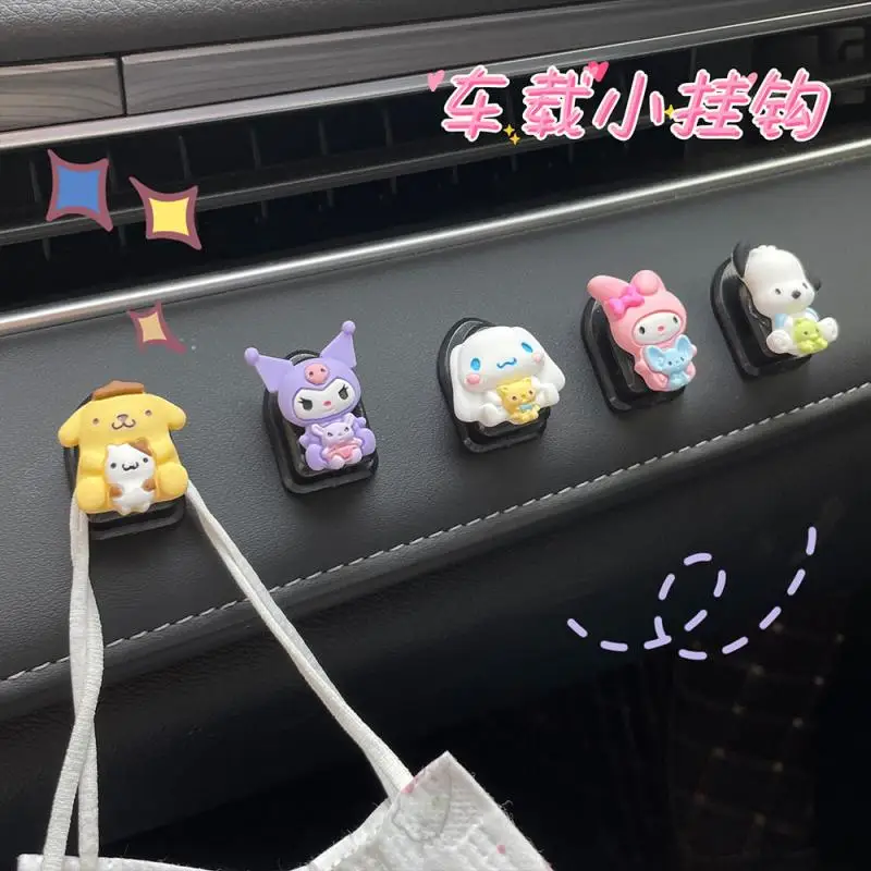 

New Kawaii Cartoon Sanrios Car Interior My Melody Kuromi Cinnamoroll Cute Anime Car Decorate Front Row Exquisite Small Hook