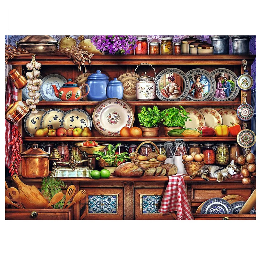 

Алмазная живопись, полная выкладка, квадратная кухня, блюда, Алмазная мозаика, распродажа, живописная кухня стразы, картина, украшение для д...