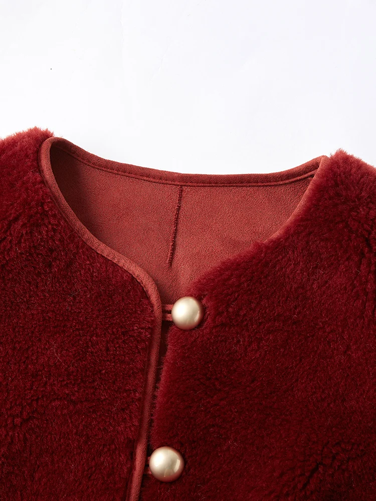 High Sense 00% шерсть ягненка мех интегрированное короткое пальто женское маленькое 2024