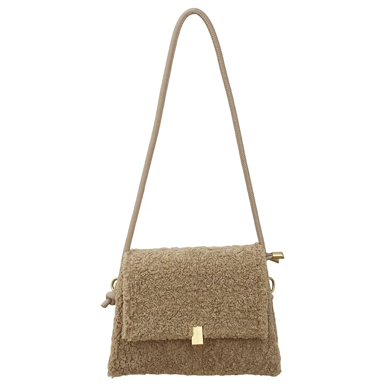 

plush mini bag for women fashion shoulder bag messenger bag lady's bag PU leather casual Handbags solid color