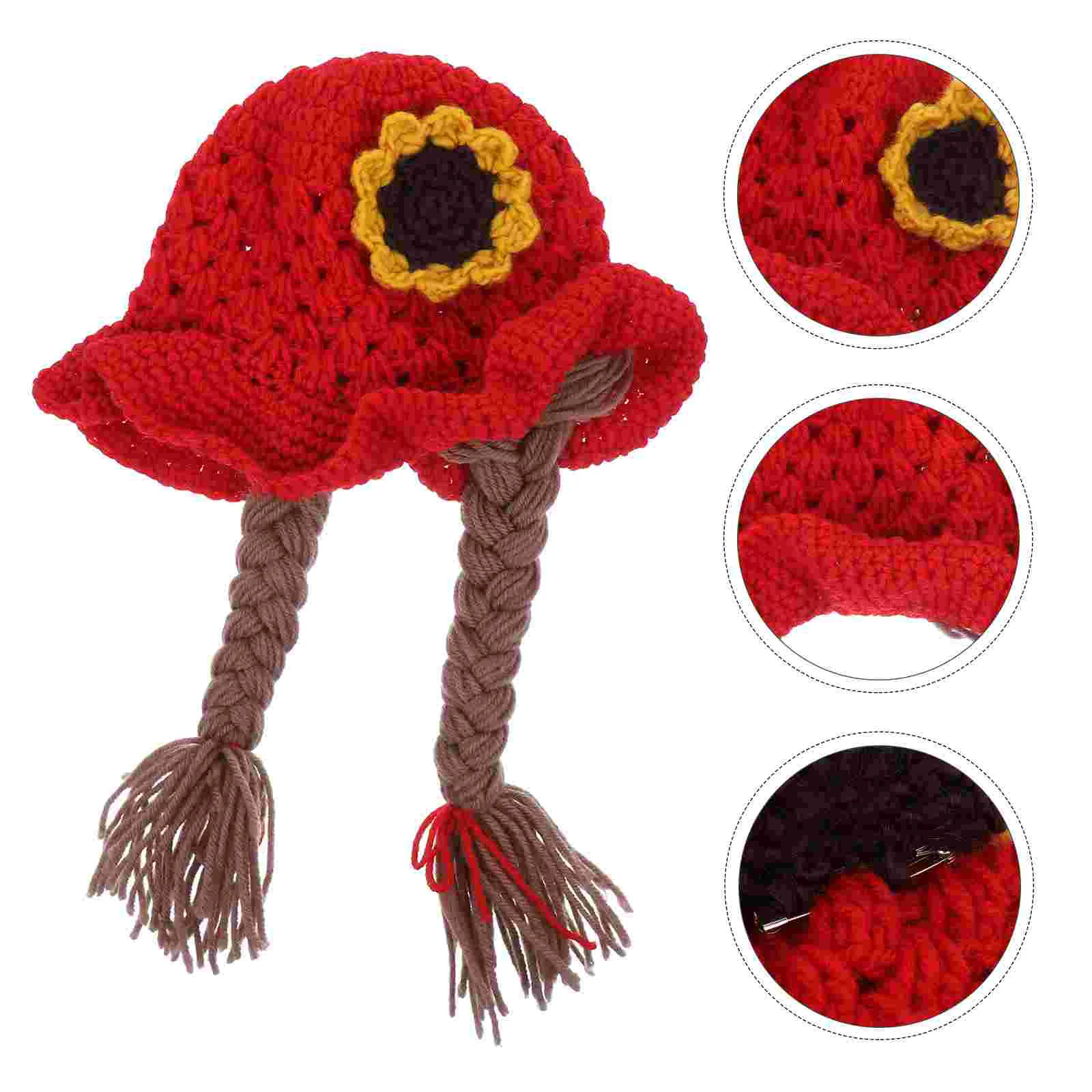 

1pc Autumn Winter Hat Creative Braided Wool Warm Knitted Hat Sunflower Hat