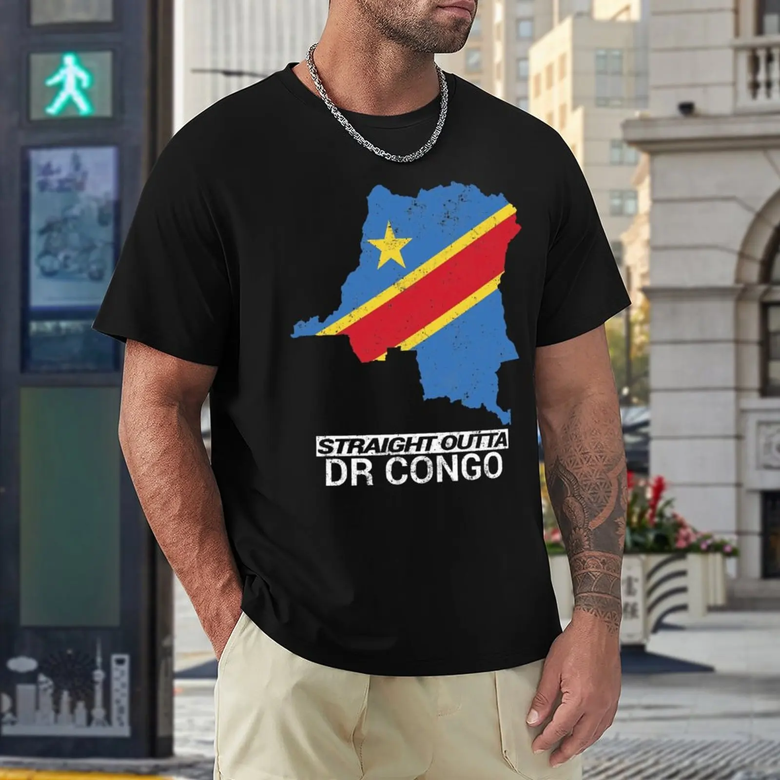 

T-shirts Straight Outta Democratic Republic of The Congo ( DRC ) Country Map & Flag Vintage Home Eur Size top Quality