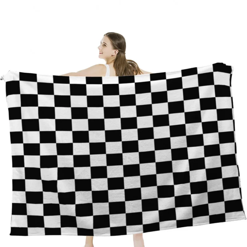 

Black and white checkered Soft Velvet Blanket Lightweight Bed Blanket Home Decor Fleece Blanket