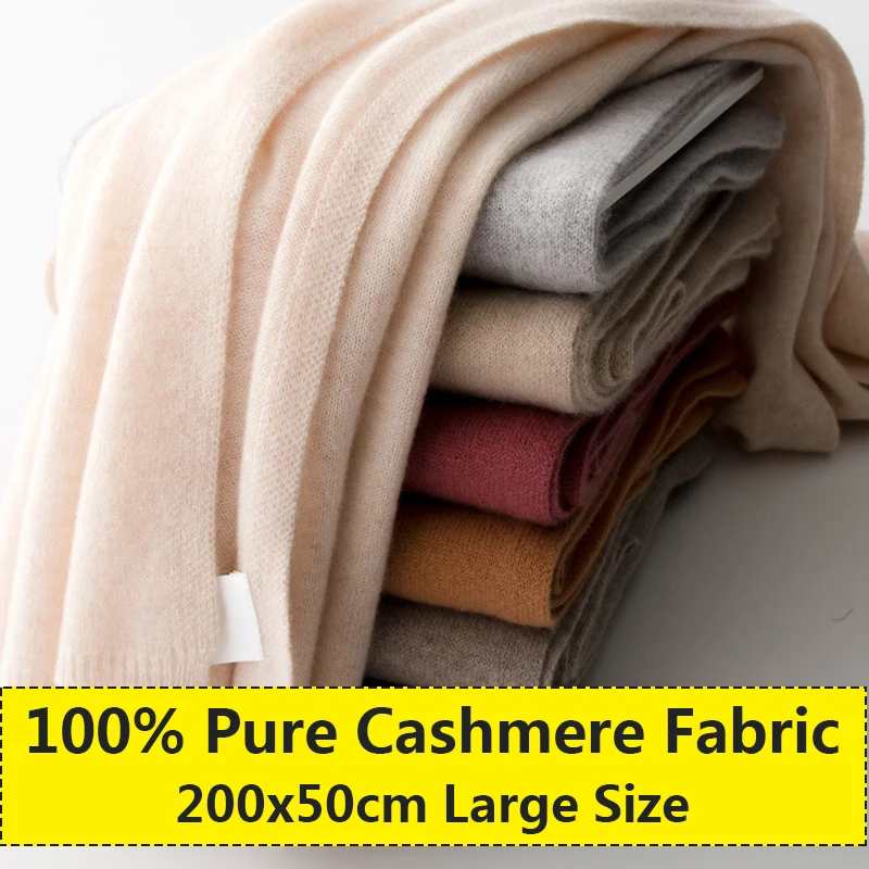 100% Pure Cashmere Knitted Scarf Women Winter Autumn Long Foulard Warm Cashmere Wrap Men Pashmina Shawl Unisex Echarpe Femmes