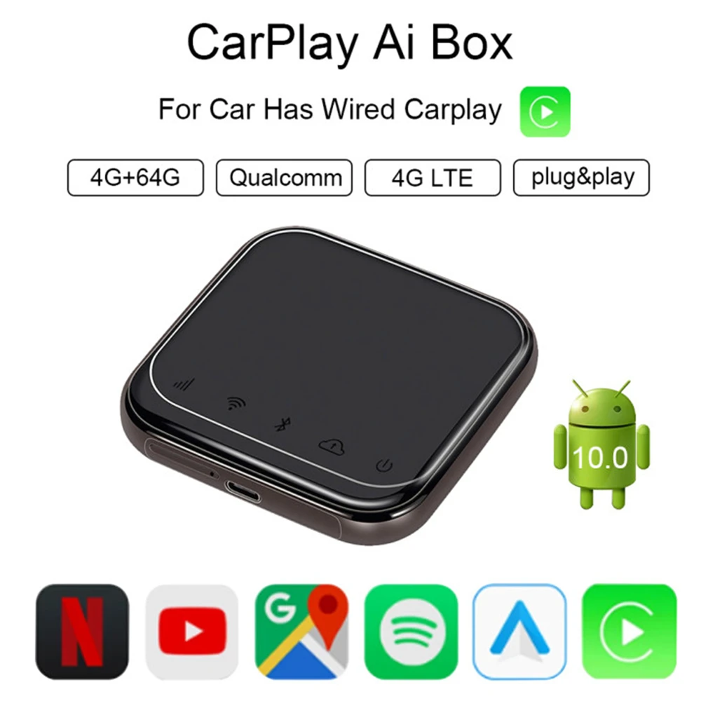 

Wireless CarPlay Android Mini Ai Box Android 10 Qualcomm 8-Core 4G+64G Wired To Wireless For EU Asia South America Middle East