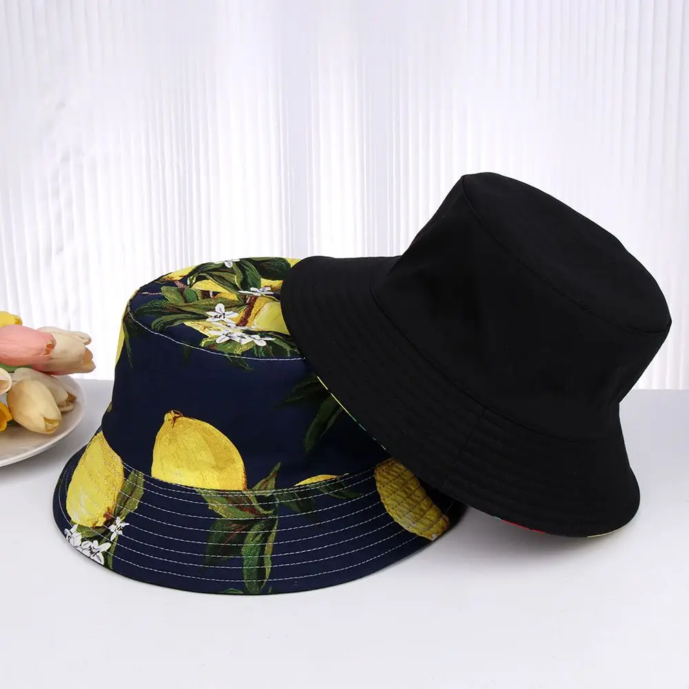 Панама Двусторонняя Складная для мужчин и женщин шляпа с принтом ананаса лимона