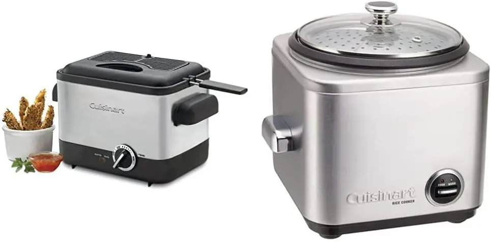

Deep Fryer, 1.1 Quart & CRC-400 4 Cup Rice Cooker, Stainless Steel Exterior