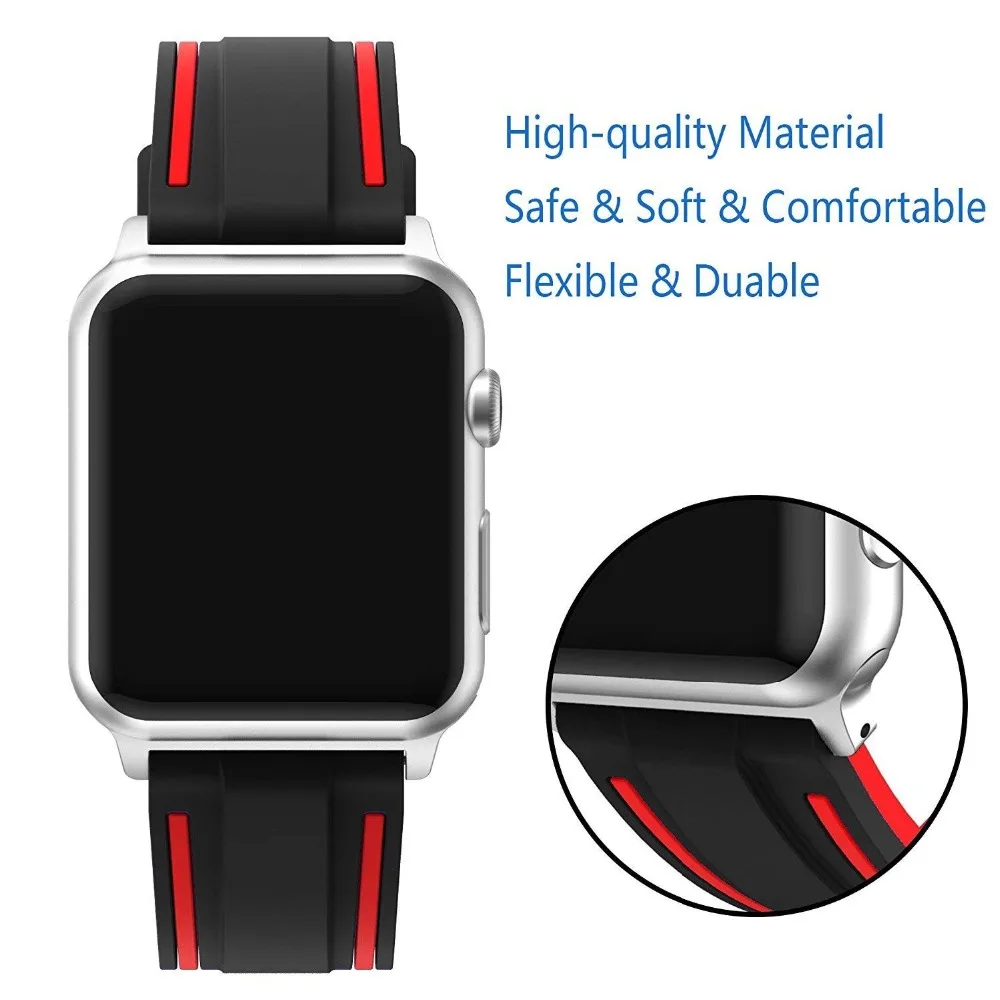 Silicone Strap For Apple Watch Band 49mm 44mm 42mm 45mm Sport Rubber Watch Band Replacement Wristband For IWatch 8 7 6 5 4 3 SE