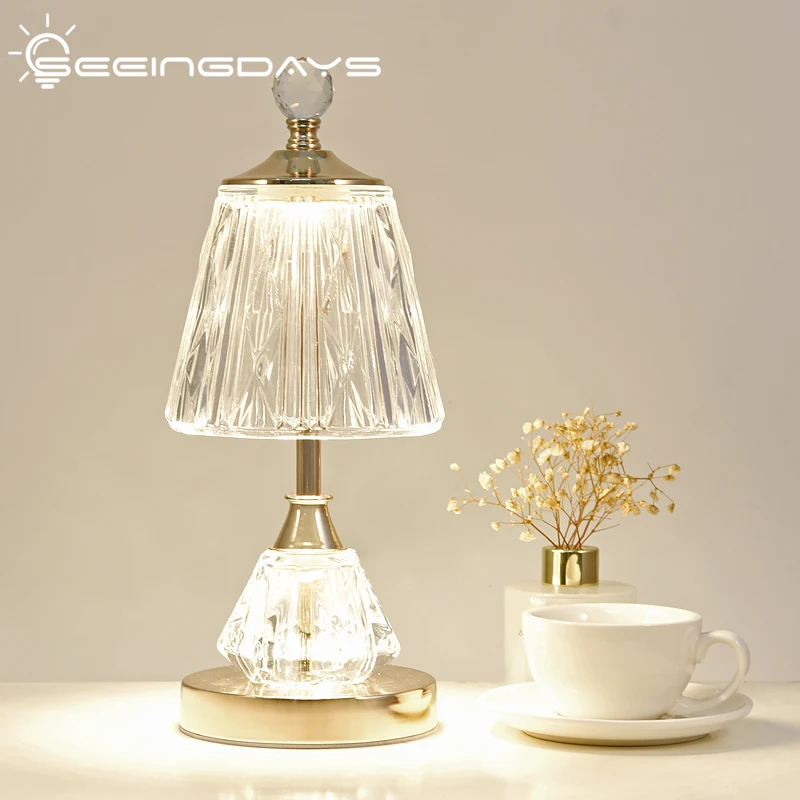 

Free Shipping European Modern Simple Luxury Crystal Table Lamp for Bedroom Living Room Bedside Lamp Led Night Lamp Home Decor