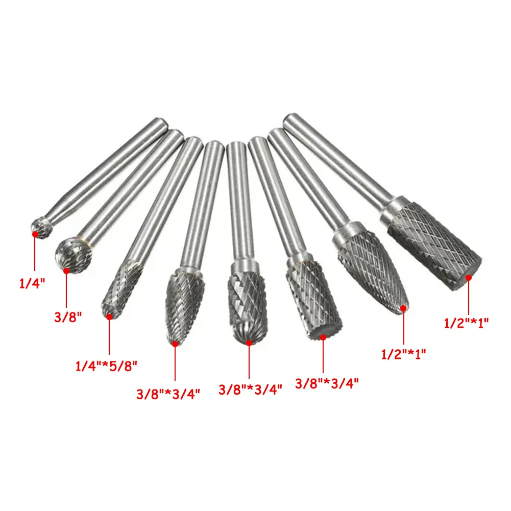 

1/4" Tungsten Carbide Burr Drill Bits Rotary Burrs Metal Diamond Grinding Woodworking Milling Cutters Rotary Tool For Drill Bit