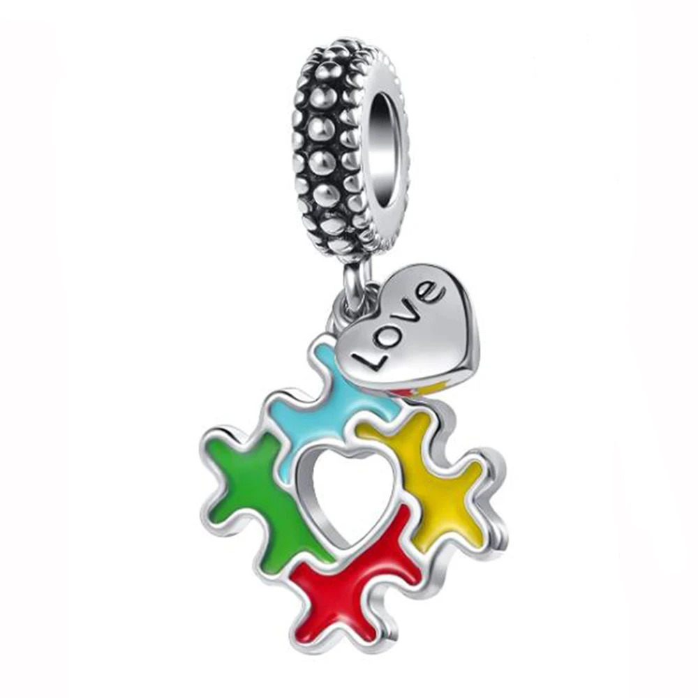 Подвеска для аутизма европейский браслет сделай сам пазл эмалированный кулон Я