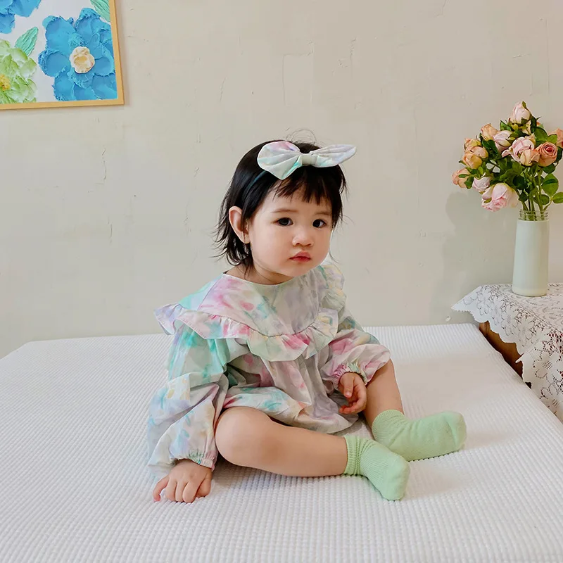 RiniLucia Newborn Baby Girls Romper Dress Fashion Baby Clothes Cotton Ruffle Autumn Toddler Girls Jumpsuit Outfits Clothing