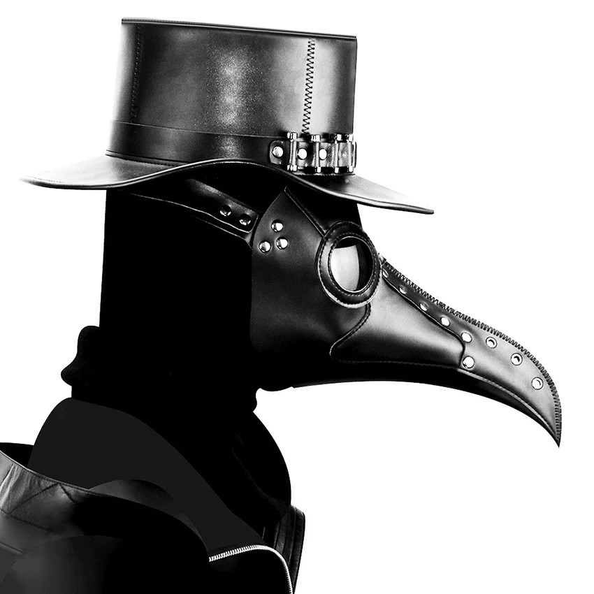 

Plague Doctor Mask For Face Scary Medieval Steampunk Masquerade Raptor Cosplay Gothic Carnival Funny Leather Halloween Mask Prop