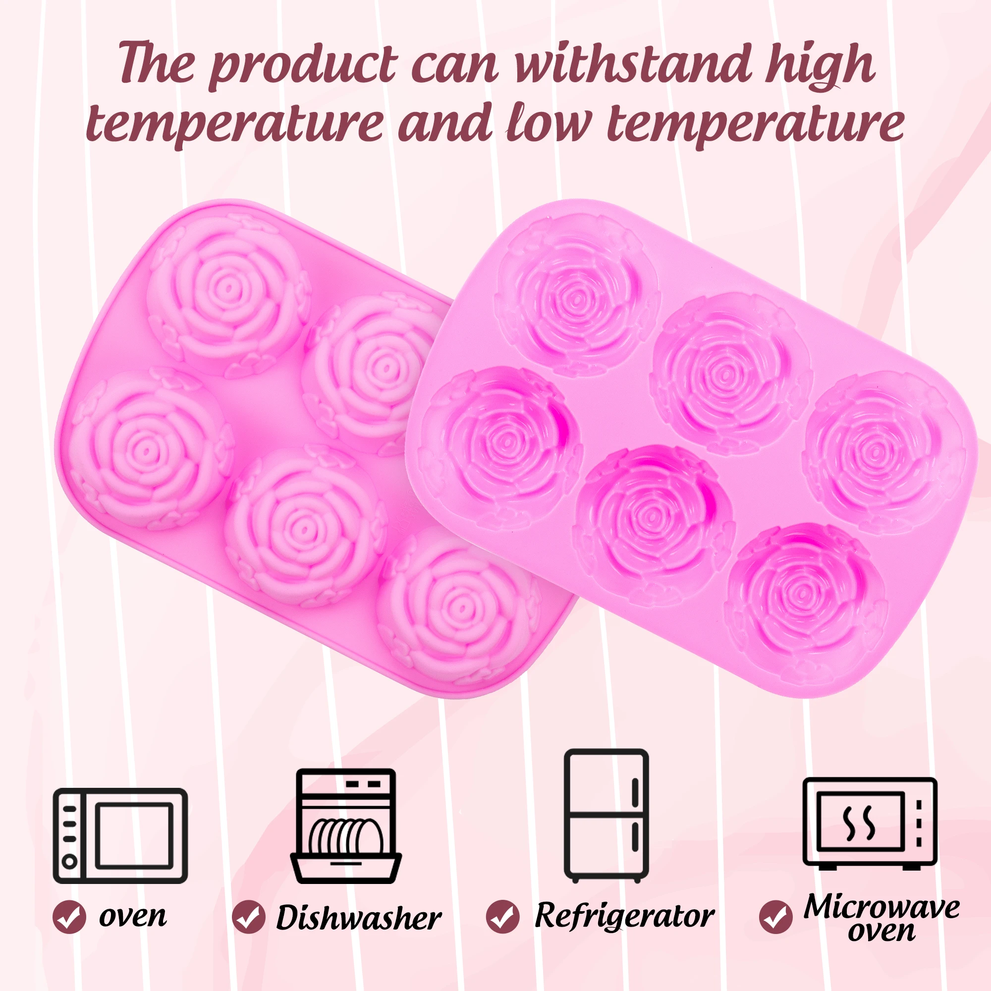 Силиконовая форма для торта с 6 отверстиями цветком розы мороженого шоколада