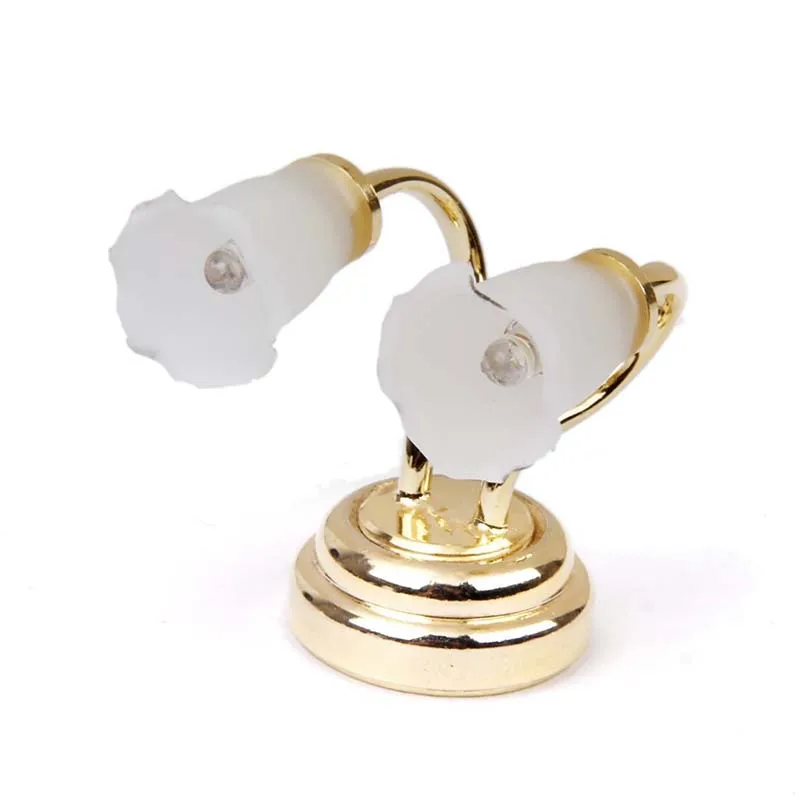 

1:12 Doll House Miniature LED Mini Double Headed Wall Lamp Light