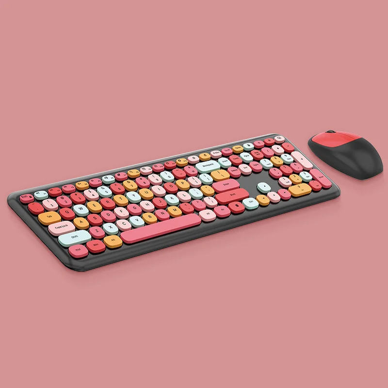 

Маленькая и свежая беспроводная клавиатура и мышь макарон, набор для девушек, бесшумная клавиатура с бесконечным цветом, Подлинная фабрика