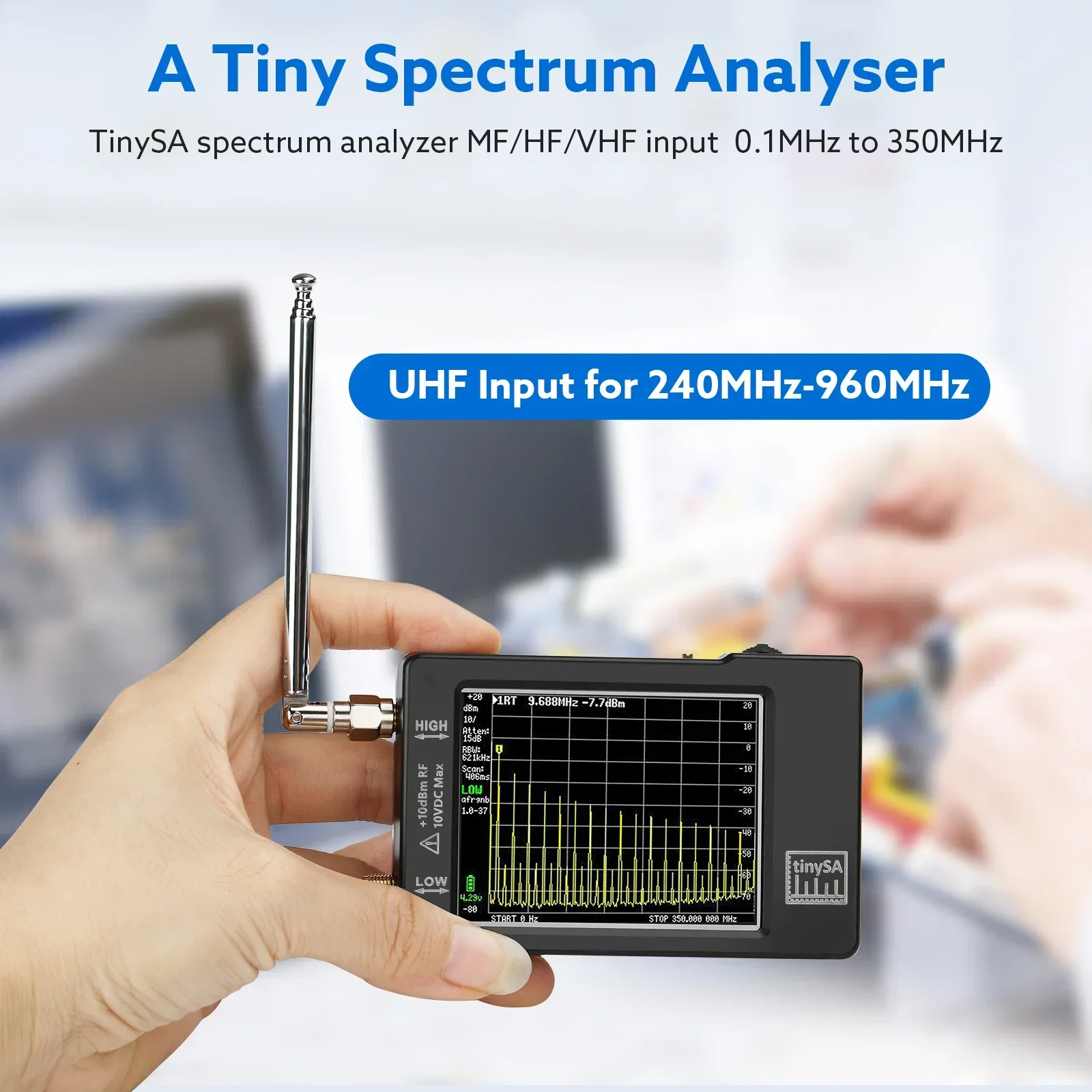 Spektrumembaliil Genggam Yang Dit takomkan TinySA 2.8 &quotTembali 100KHz Hingga 960MHz dengan Versi Pelindung ESD V0.3.1 _ E
