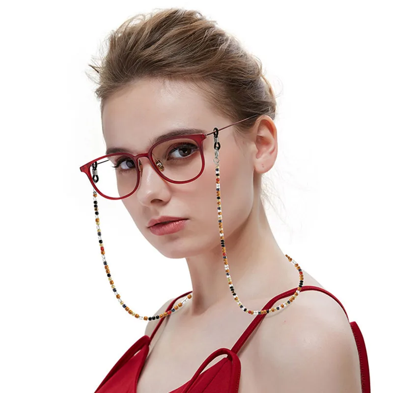 

Богемные прозрачные цветные акриловые бусины, цепочка для очков, винтажные разноцветные бусины, цепочка для очков, шнурок, женские аксессуа...