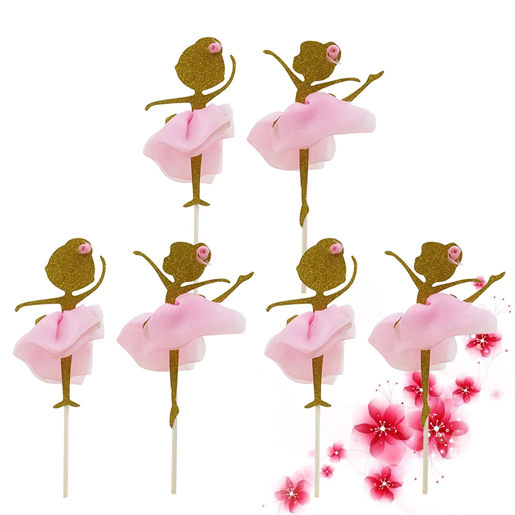 

6 PCS Cake Picks Cake Decoration Fruit Picks Wedding Cupcake Topper Plug-in Dancer Dessert Pick