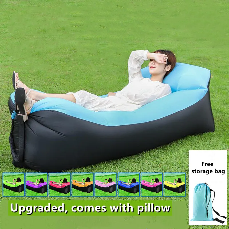 Sofá cama inflable portátil para exteriores, saco de dormir para acampar, venta al por mayor