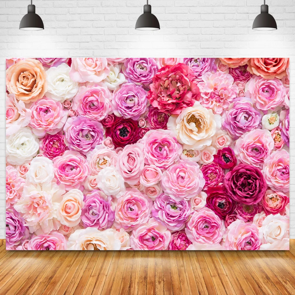 

Blooming Flowers Wall Wedding Backdrop Photography Newborn Baby Shower Marriage Party Stage Photo Background Wall Poster